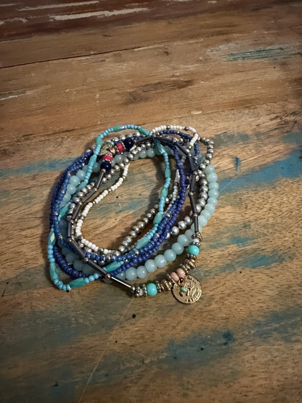 Beaded Multi-Strand Turquoise & Blue Bracelet - Brand